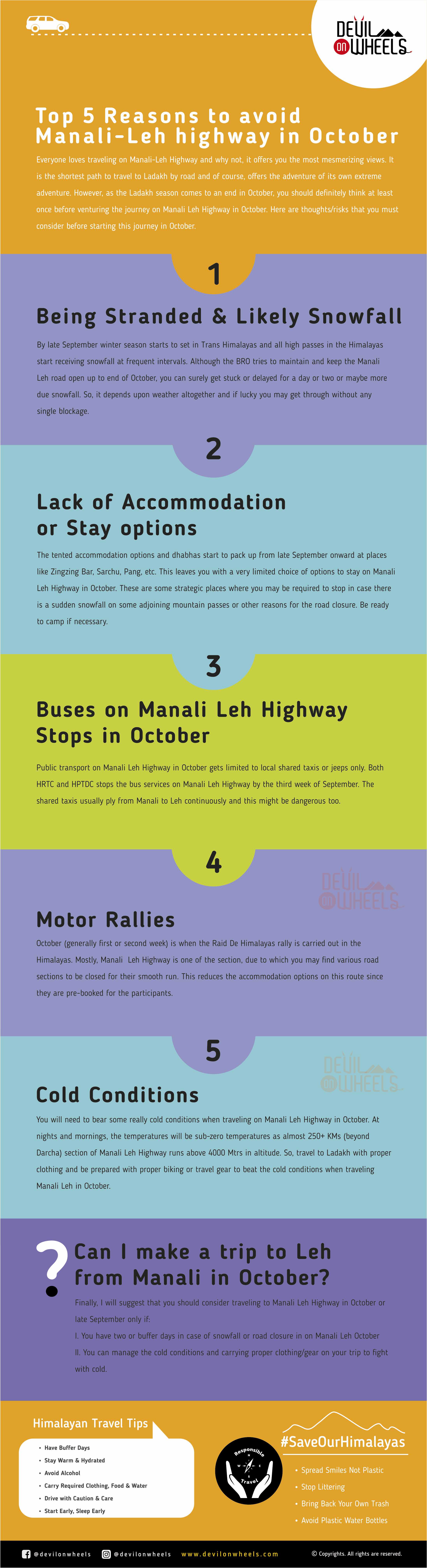 Reasons to avoid Manali Leh Highway in October