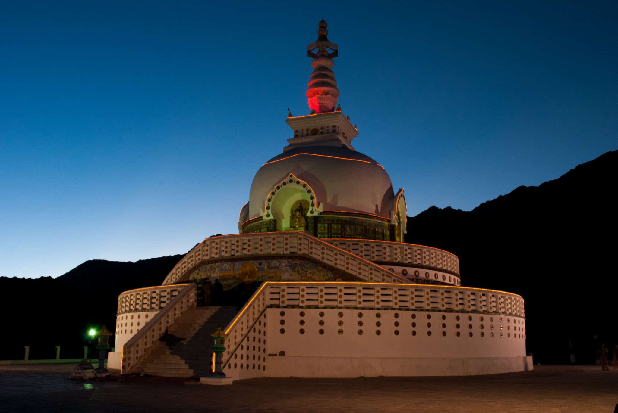 Shanti Stupa - Glittering in the evening