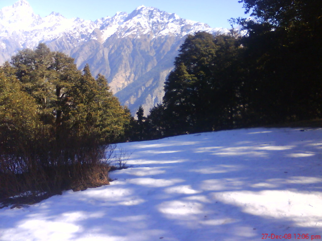 Auli with snow above Joshimath, near the Badrinath winter seat in Chamoli