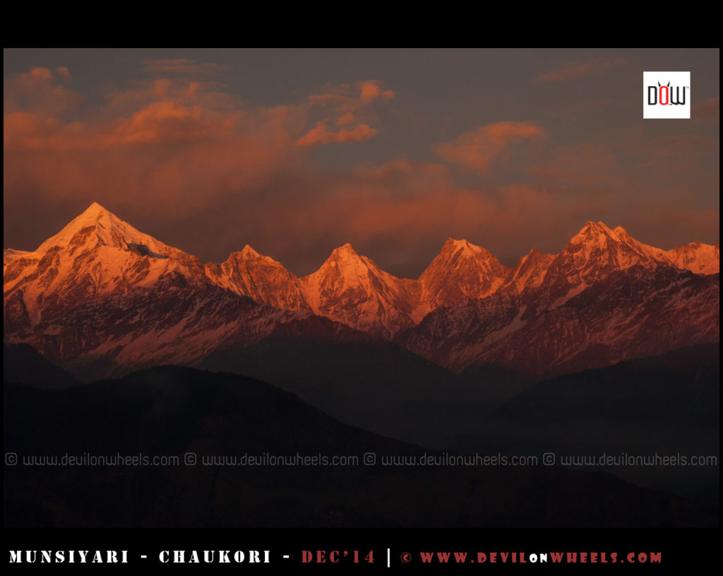Sunset at Panchchuli Peaks from Munsiyari