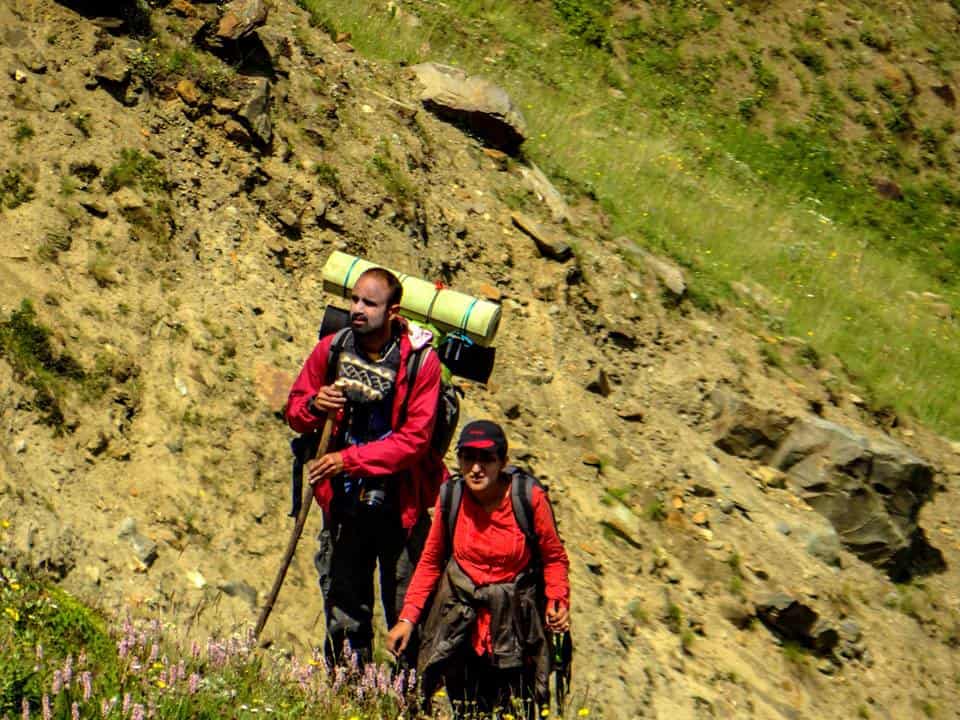 The Traveling Duo - Tarun with his wife, trekking in Himalayas of Himachal