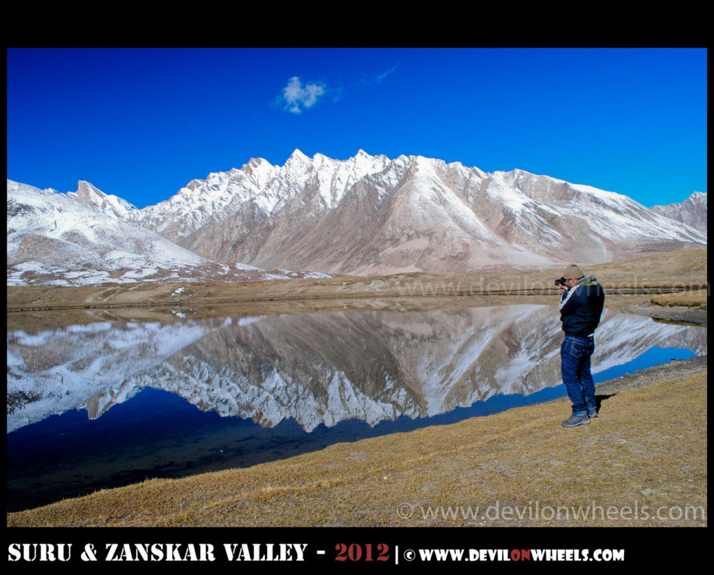 Shooting the magical reflections of twins lakes at Pensi La in Suru Valley