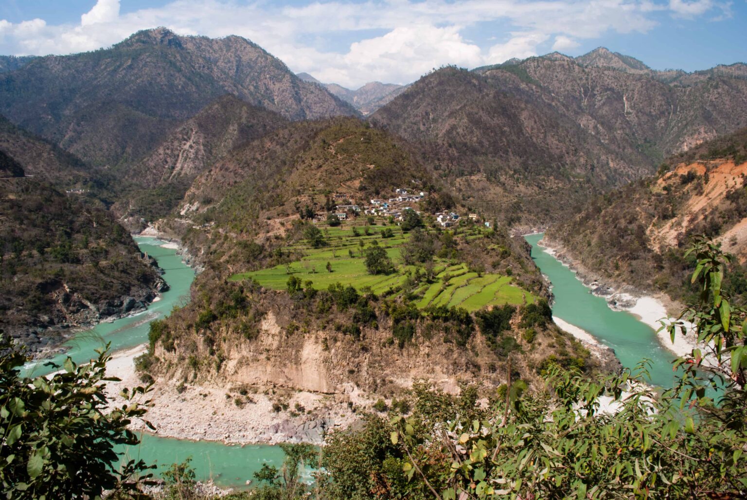 Alaknanda River, curving its way through the Himalayas