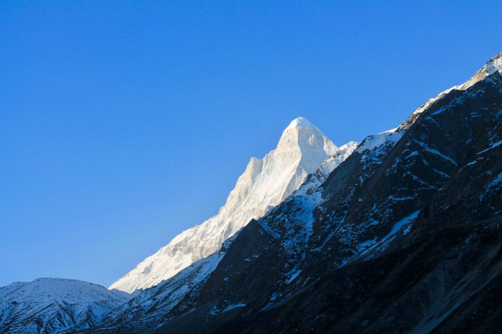 A side view of Mt Shivling