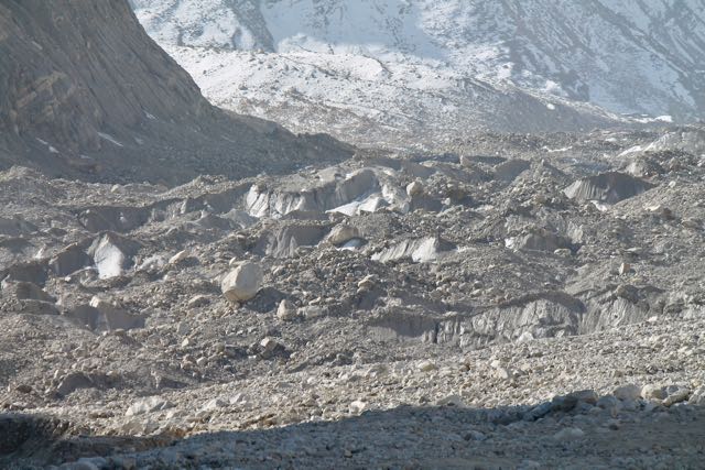 A close-up view of the Gaumukh glacier