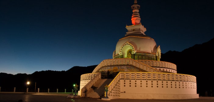 Shanti Stupa in Leh at Night