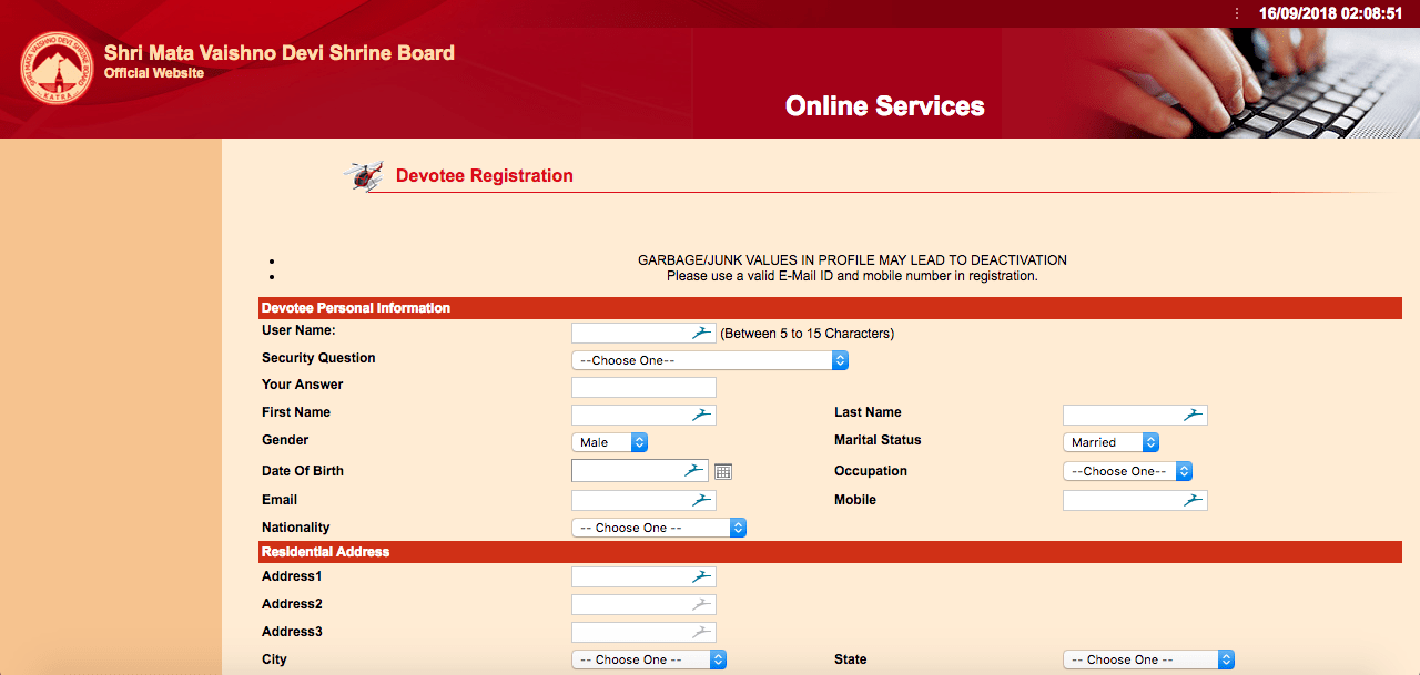 Vaishno Devi Helicopter Services | Registration