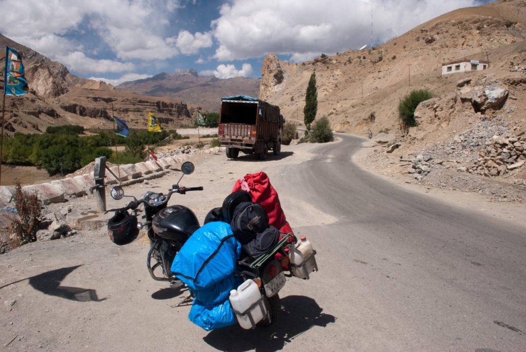 Bike Carrying Fuel on Ladakh Trip