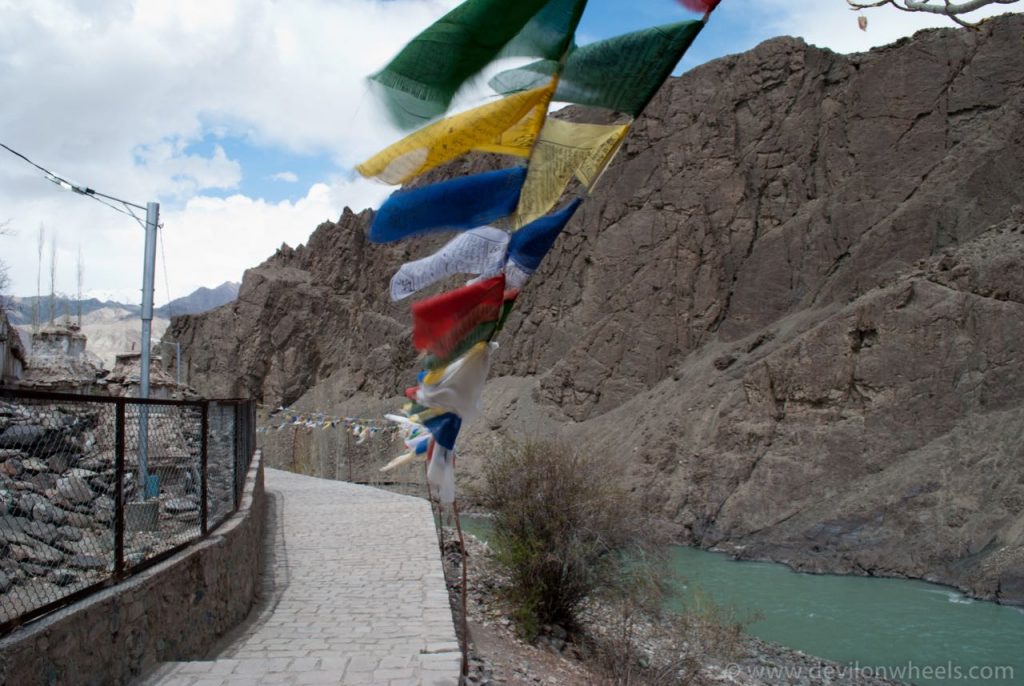 Indus River Flowing Besides Alchi Monastery Complex
