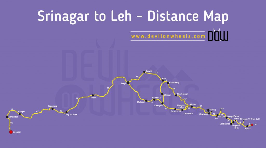 Alchi, about 66 KM from Leh in Sham Valley on Srinagar Leh Road Distance Map