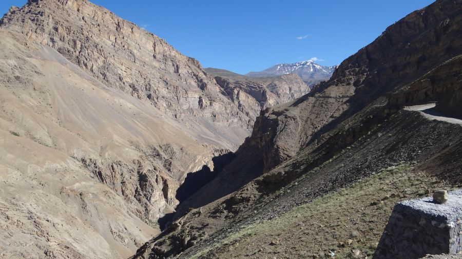 Barren mountains and deep valleys accompany you throughout Spiti valley