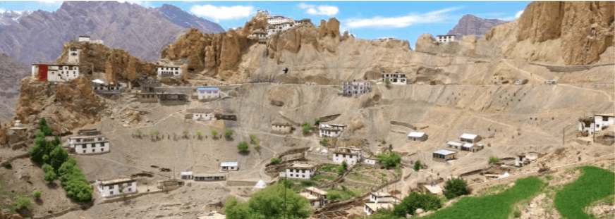 Dhankar Monastery perched on clifftop in Spiti Valley on the Kinnaur Spiti circuit