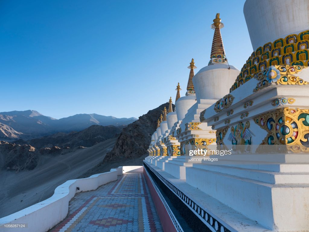 Thiksey Monastery is located on top of a hill in Thiksey village, outside of Leh in Ladakh, India.