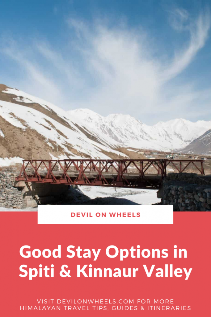 Stay Options in Spiti Valley and Kinnaur Valley