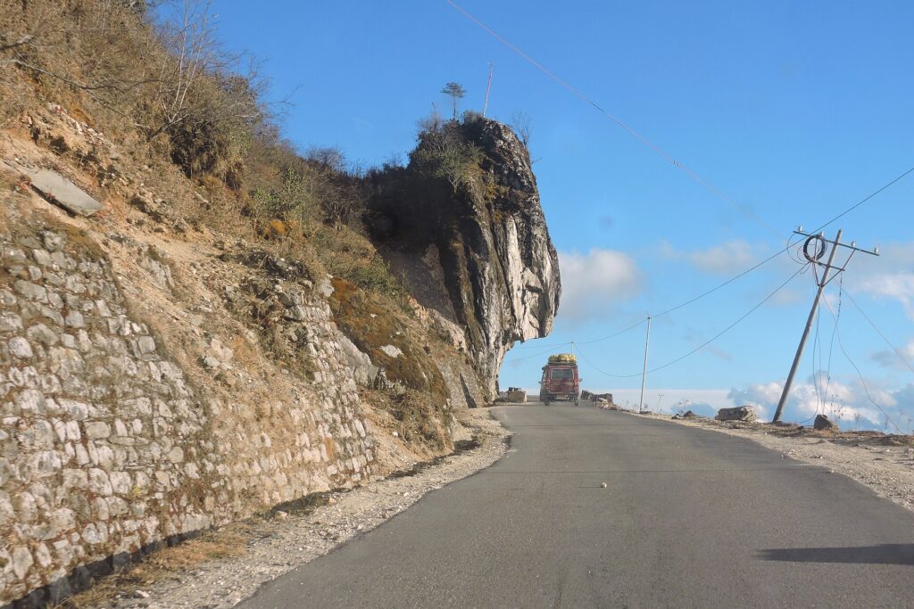 Paved road approaching Sela Pass in Tawang district, Arunachal Pradesh