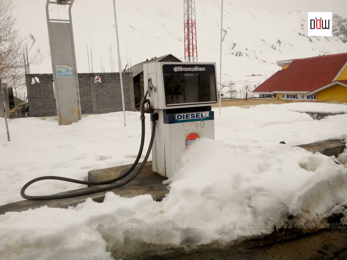 Indian Oil Petrol Pump at Kaza, Spiti Valley - Highest in the world as claimed
