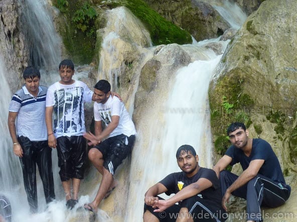 Getting Wet in Waterfall with Friends