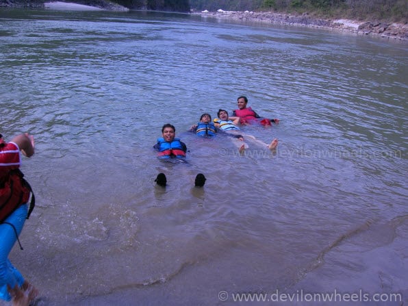 Enjoying the Dip in Ganges with Friends