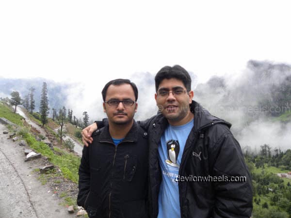 Dheeraj Sharma and friend Neeraj on the way towards Rohtang Pass from Manali