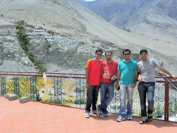 Dheeraj Sharma with friends at Diskit monastery, Nubra Valley of Leh - Ladakh