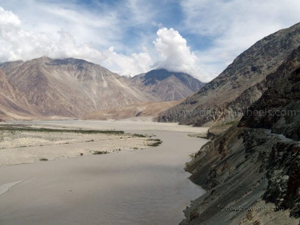 Shyok river flowing in Nubra Valley of Leh - Ladakh