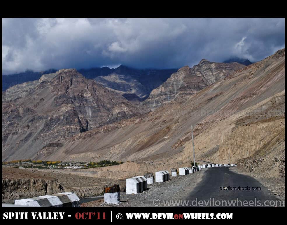 Distant view of Tabo in Spiti Valley