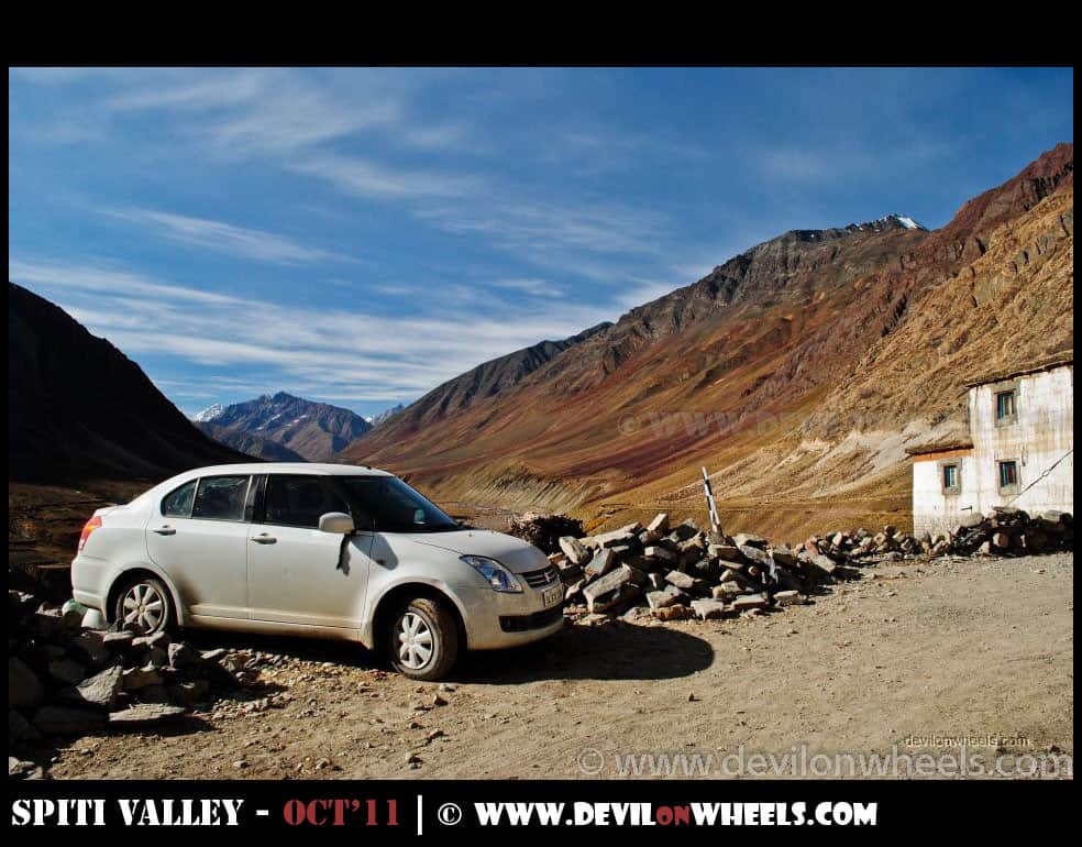 Car parked at Mud Village in Pin Valley