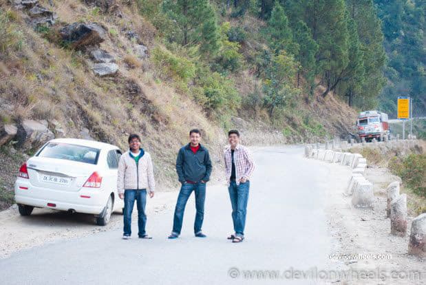 Dheeraj Sharma and his friends near Ukhimath