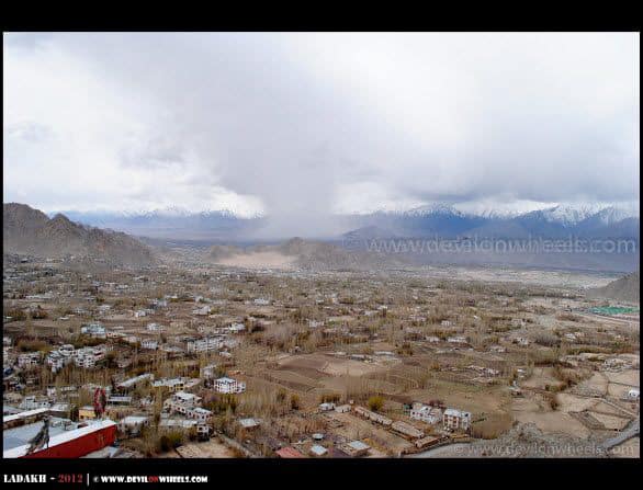 An Aerial View of Leh Town from Shanti Stupa