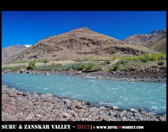 Aqua Colored Zanskar River in Zanskar Valley