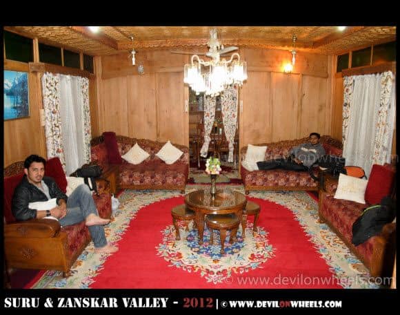 Inside our Houseboat at Dal Lake