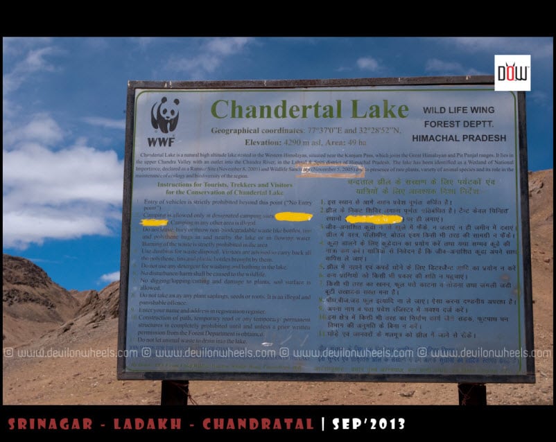 Info on Conservation of Chandratal Lake and its surroundings
