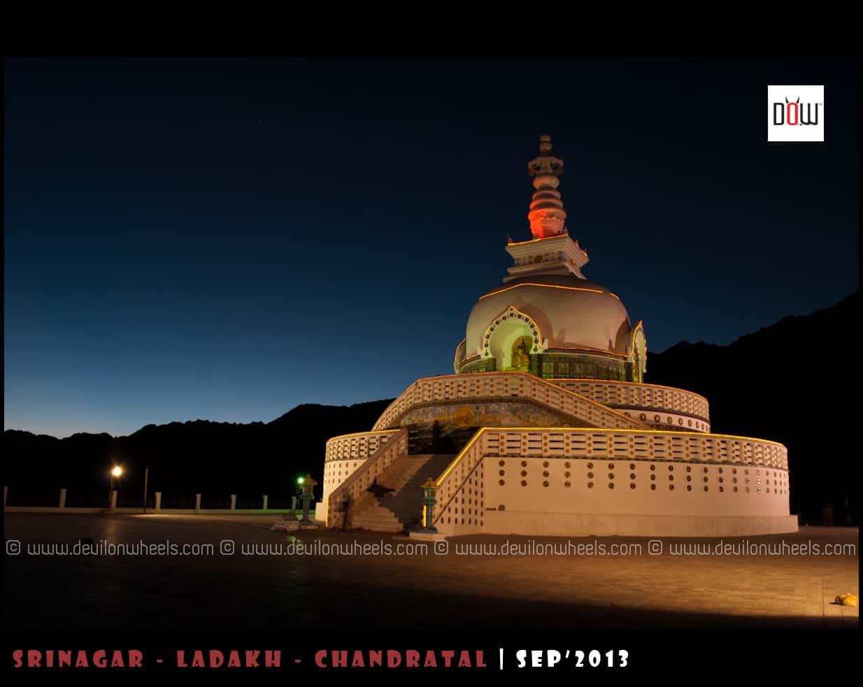 Shanti Stupa - Glowing in Lights of Dusk