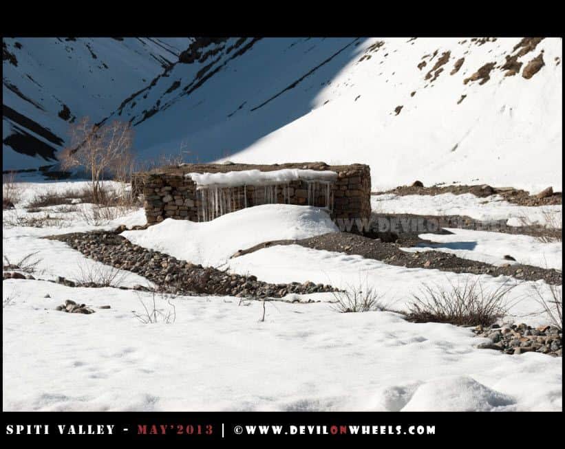 A Snow Covered Shelter near Losar Village
