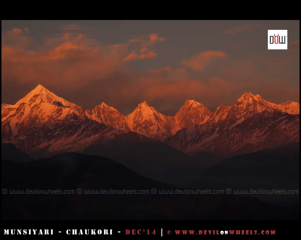 The Golden Glow - Sunset at Panchchuli Peaks as seen from Munsiyari