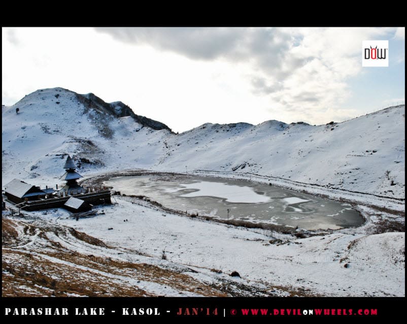 Semi Frozen Prashar Lake under Cloudy Conditions