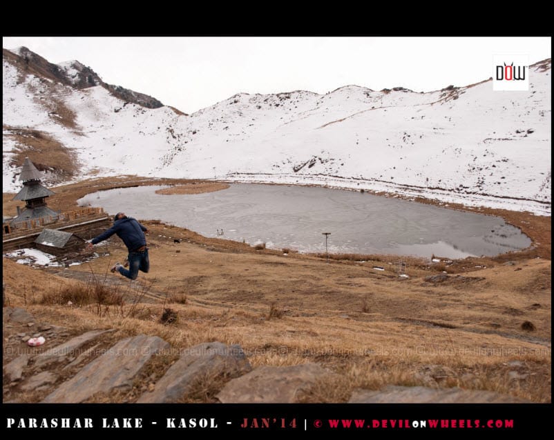 Jumping in the Air - The Last view of Prashar Lake