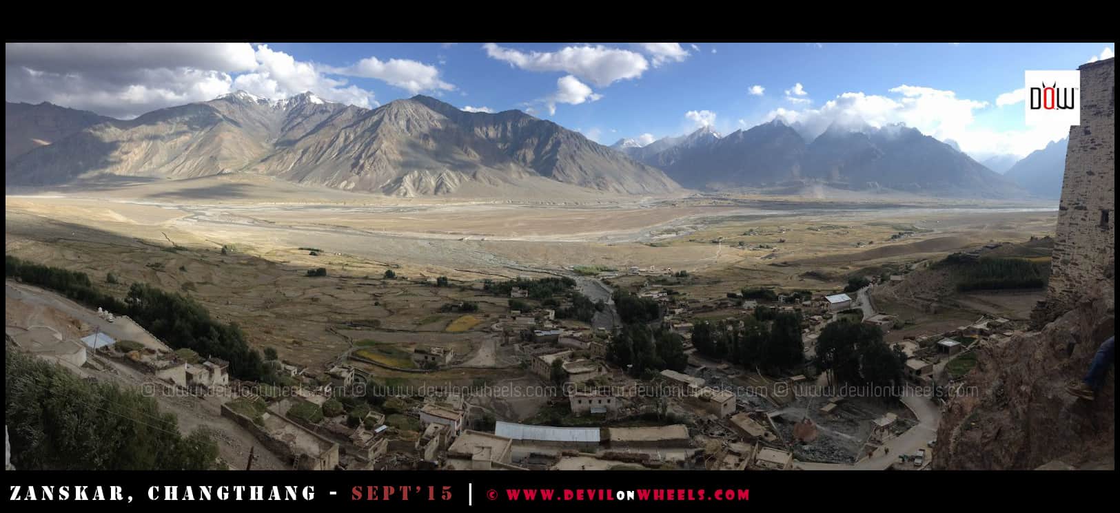 Aerial view from Karsha Monastery at Padum, Zanskar Valley